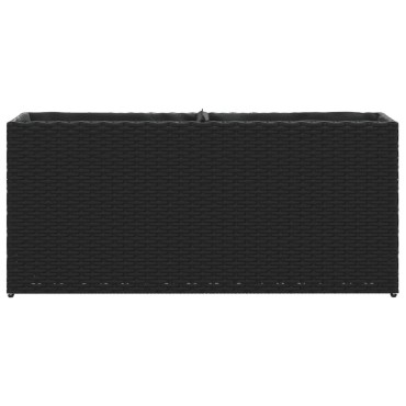 vidaXL Ζαρντινιέρες Κήπου 2 Γλάστρες 2 τεμ Μαύρη 90x20x40εκ Συνθ Ρατάν