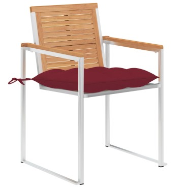 vidaXL Καρέκλες Κήπου 2 τεμ. από Μασίφ Ξύλο Teak/Ατσάλι με Μαξιλάρια 60x56x85cm