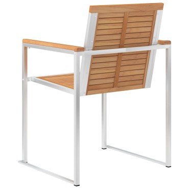 vidaXL Καρέκλες Κήπου 2 τεμ. από Μασίφ Ξύλο Teak/Ατσάλι με Μαξιλάρια 60x56x85cm