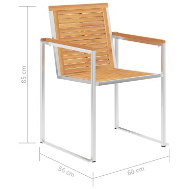vidaXL Καρέκλες Κήπου 4 τεμ. από Μασίφ Ξύλο Teak με Μαξιλάρια 60x56x85cm