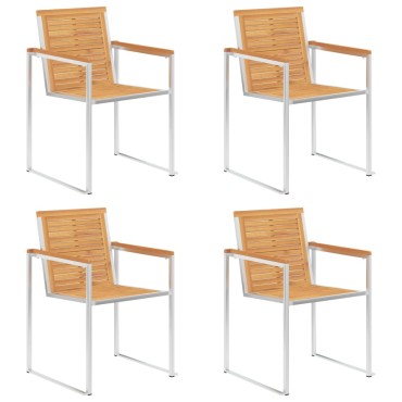 vidaXL Καρέκλες Κήπου 4 τεμ. από Μασίφ Ξύλο Teak με Μαξιλάρια 60x56x85cm