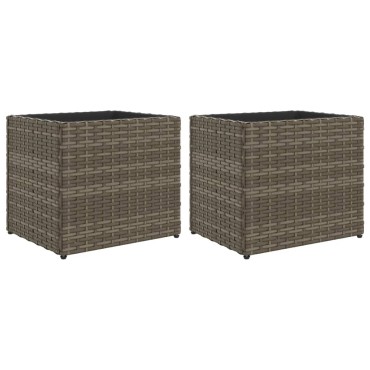 vidaXL Ζαρντινιέρες Κήπου 2 τεμ. Γκρι 36x30x32 εκ. από Συνθετικό Ρατάν