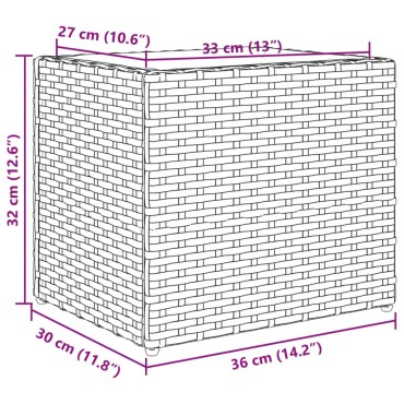 vidaXL Ζαρντινιέρες Κήπου 2 τεμ. Γκρι 36x30x32 εκ. από Συνθετικό Ρατάν