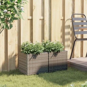 vidaXL Ζαρντινιέρες Κήπου 2 τεμ. Γκρι 36x30x32 εκ. από Συνθετικό Ρατάν