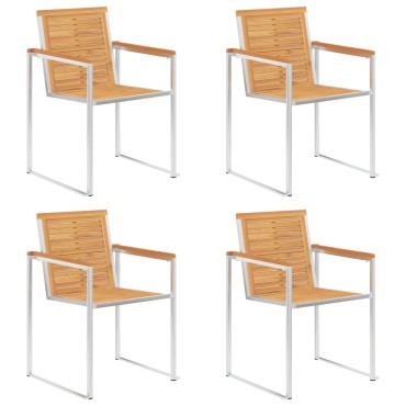vidaXL Καρέκλες Κήπου 4 τεμ. από Μασίφ Ξύλο Teak με Μαξιλάρια 60x56x85cm