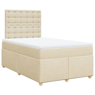 vidaXL Κρεβάτι Boxspring με Στρώμα Κρεμ 120x190cm Υφασμάτινο 1 τεμ. - Μονό