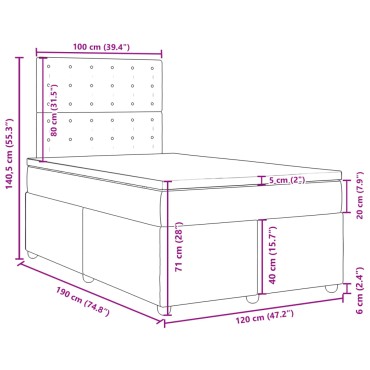vidaXL Κρεβάτι Boxspring με Στρώμα Κρεμ 120x190 εκ. Υφασμάτινο
