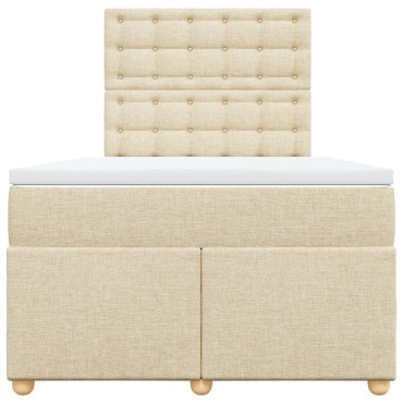 vidaXL Κρεβάτι Boxspring με Στρώμα Κρεμ 120x190cm Υφασμάτινο 1 τεμ. - Μονό