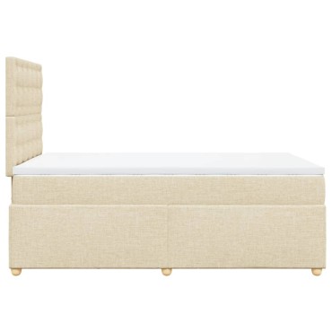 vidaXL Κρεβάτι Boxspring με Στρώμα Κρεμ 120x190cm Υφασμάτινο 1 τεμ. - Μονό