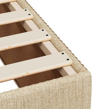vidaXL Κρεβάτι Boxspring με Στρώμα Κρεμ 200x200cm Υφασμάτινο 1 τεμ. - Διπλό