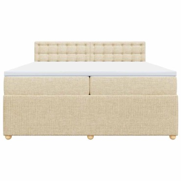 vidaXL Κρεβάτι Boxspring με Στρώμα Κρεμ 200x200cm Υφασμάτινο 1 τεμ. - Διπλό