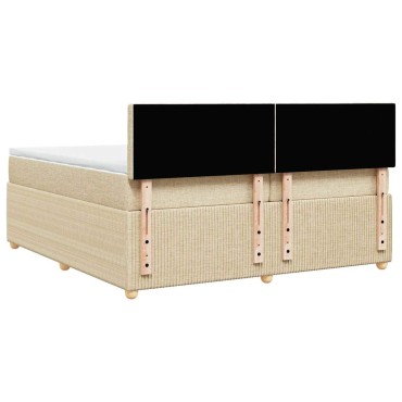 vidaXL Κρεβάτι Boxspring με Στρώμα Κρεμ 200x200cm Υφασμάτινο 1 τεμ. - Διπλό
