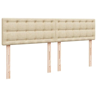 vidaXL Κρεβάτι Boxspring με Στρώμα Κρεμ 200x200cm Υφασμάτινο 1 τεμ. - Διπλό