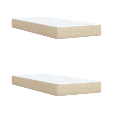 vidaXL Κρεβάτι Boxspring με Στρώμα Κρεμ 200x200cm Υφασμάτινο 1 τεμ. - Διπλό