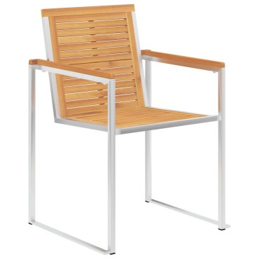 vidaXL Καρέκλες Κήπου 2 τεμ. από Μασίφ Ξύλο Teak/Ατσάλι με Μαξιλάρια 60x56x85cm
