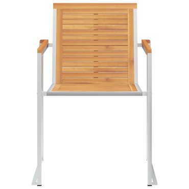 vidaXL Καρέκλες Κήπου 2 τεμ. από Μασίφ Ξύλο Teak/Ατσάλι με Μαξιλάρια 60x56x85cm