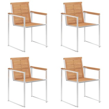vidaXL Καρέκλες Κήπου 4 τεμ. από Μασίφ Ξύλο Teak με Μαξιλάρια 60x56x85cm