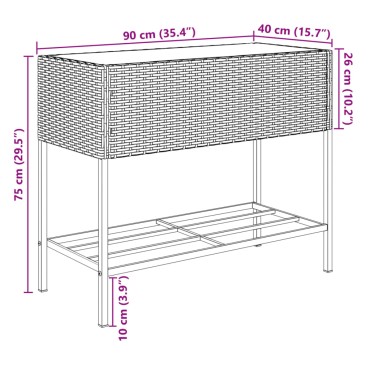 vidaXL Γλάστρες Κήπου με Ράφια 2 τεμ. Καφέ 90x40x75εκ Συνθ. Ρατάν