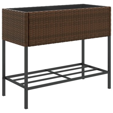 vidaXL Γλάστρες Κήπου με Ράφια 2 τεμ. Καφέ 90x40x75εκ Συνθ. Ρατάν