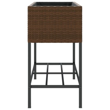 vidaXL Γλάστρες Κήπου με Ράφια 2 τεμ. Καφέ 90x40x75εκ Συνθ. Ρατάν