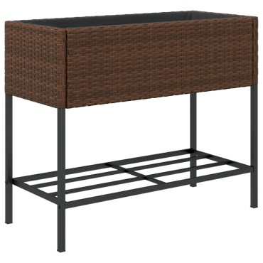 vidaXL Γλάστρες Κήπου με Ράφια 2 τεμ. Καφέ 90x40x75εκ Συνθ. Ρατάν