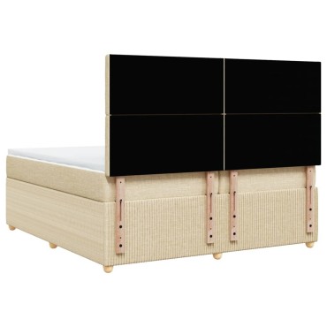 vidaXL Κρεβάτι Boxspring με Στρώμα Κρεμ 200x200cm Υφασμάτινο 1 τεμ. - Διπλό