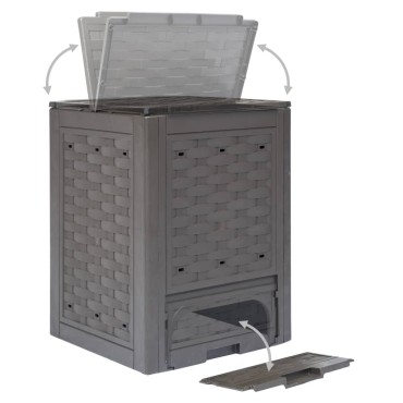 vidaXL Κομποστοποιητές 2 τεμ. Καφέ 60x60x83 εκ. 600 L Πλαστικό Ρατάν