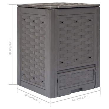 vidaXL Κομποστοποιητές 2 τεμ. Καφέ 60x60x83 εκ. 600 L Πλαστικό Ρατάν