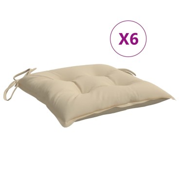 vidaXL Μαξιλάρια Καρέκλας Κήπου 6 τεμ. Μπεζ 50x50x7cm Υφασμάτινα