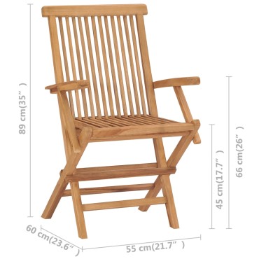 vidaXL Καρέκλες Κήπου 2 τεμ. Μασίφ Ξύλο Teak με Φωτ. Πράσινα Μαξιλάρια 55x60x89cm