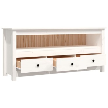 vidaXL Έπιπλο Τηλεόρασης Λευκό 114x35x52cm από Μασίφ Ξύλο Πεύκου