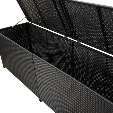 vidaXL Κουτί Αποθήκευσης Κήπου Μαύρο 200x50x60cm από Συνθετικό Ρατάν 1 τεμ.