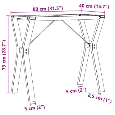 vidaXL Πόδια Τραπεζαρίας σε Σχήμα «Y» 80x40x73cm Ατσάλι 1 τεμ.
