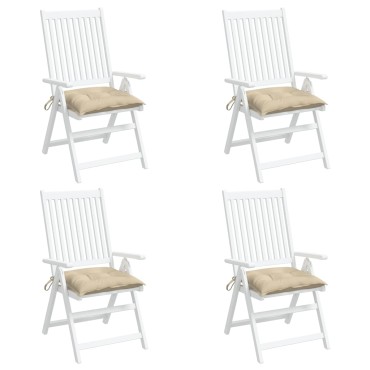 vidaXL Μαξιλάρια Καρέκλας 4 τεμ. Μπεζ 40x40x7cm Υφασμάτινα