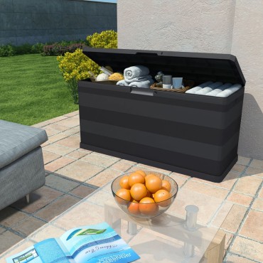 vidaXL Μπαούλο Αποθήκευσης Κήπου Μαύρο 117x45x56cm 1 τεμ.