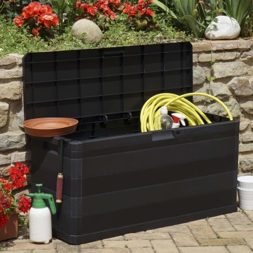 vidaXL Μπαούλο Αποθήκευσης Κήπου Μαύρο 117x45x56cm 1 τεμ.