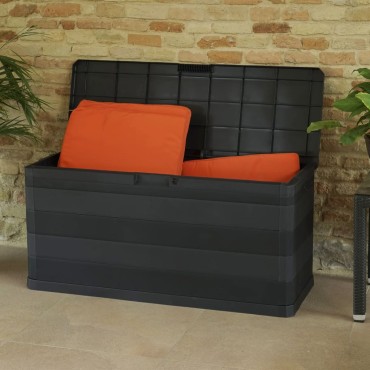 vidaXL Μπαούλο Αποθήκευσης Κήπου Μαύρο 117x45x56cm 1 τεμ.