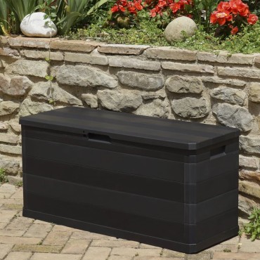 vidaXL Μπαούλο Αποθήκευσης Κήπου Μαύρο 117x45x56cm 1 τεμ.