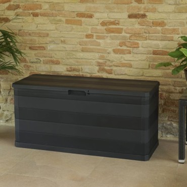 vidaXL Μπαούλο Αποθήκευσης Κήπου Μαύρο 117x45x56cm 1 τεμ.