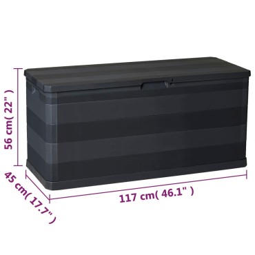 vidaXL Μπαούλο Αποθήκευσης Κήπου Μαύρο 117x45x56cm 1 τεμ.