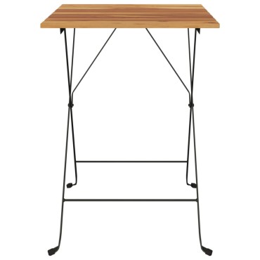 vidaXL Τραπέζι Bistro Πτυσσόμ. 55x54x71cm Μασίφ Ξύλο Teak & Ατσάλι 1 τεμ.
