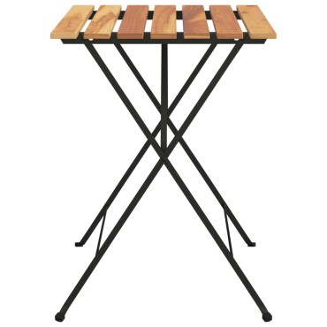 vidaXL Τραπέζι Bistro Πτυσσόμ. 55x54x71cm Μασίφ Ξύλο Teak & Ατσάλι 1 τεμ.