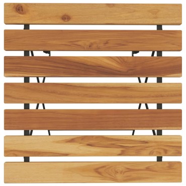 vidaXL Τραπέζι Bistro Πτυσσόμ. 55x54x71cm Μασίφ Ξύλο Teak & Ατσάλι 1 τεμ.