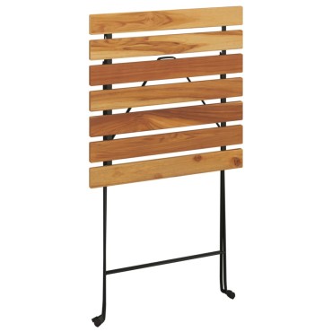 vidaXL Τραπέζι Bistro Πτυσσόμ. 55x54x71cm Μασίφ Ξύλο Teak & Ατσάλι 1 τεμ.