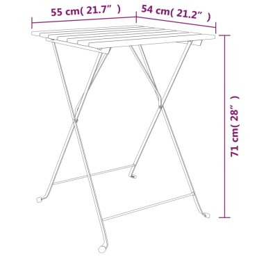 vidaXL Τραπέζι Bistro Πτυσσόμ. 55x54x71cm Μασίφ Ξύλο Teak & Ατσάλι 1 τεμ.