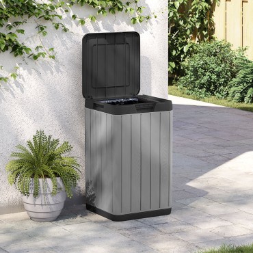vidaXL Κάδος Απορριμμάτων Εξωτερ. Χώρου Γκρι 38x38x65 εκ. Πολυπρ/λένιο