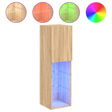 vidaXL Έπιπλα Τηλεόρασης με LED 2 τεμ. Sonoma Δρυς 30,5x30x102cm