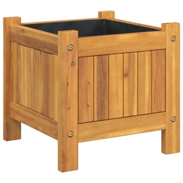 vidaXL Ζαρντινιέρα Κήπου με Επένδυση 31x31x30 εκ. Μασίφ Ξύλο Ακακίας