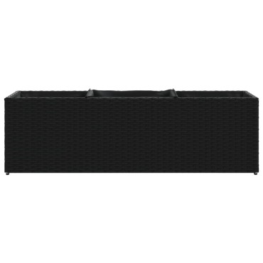 vidaXL Ζαρντινιέρα Κήπου Μαύρη 105x30x32 εκ. Συνθ. Ρατάν με 3 Γλάστρες