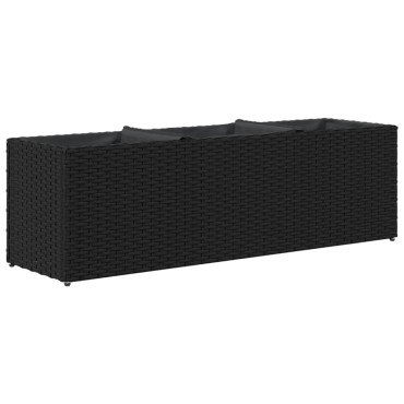 vidaXL Ζαρντινιέρα Κήπου Μαύρη 105x30x32 εκ. Συνθ. Ρατάν με 3 Γλάστρες